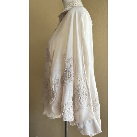 Wilster Women's  Beige Textured Loose Fit Lightweight Blouse One Size - Picture 7 of 9